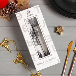 Набор новогодних салфеток «Christmas» с декоративными кольцами, 45×45 см - 2 шт., хлопок, саржа