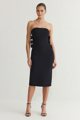 Siyah Fiyonk Detayl? Straplez Dokuma Abiye Gece Mezuniyet Elbisesi TPRSS25EL00028 - Trendyolmilla фото 3