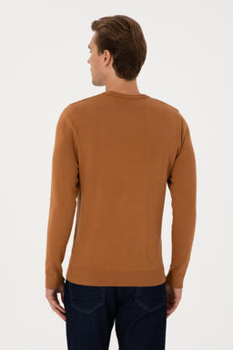 Erkek Slim Fit Bisiklet Yaka Camel Basic Kazak - U.s. polo assn фото 5