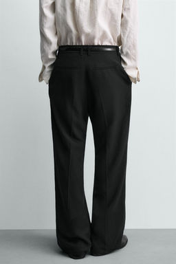PANTAL?N TRAJE RELAXED FIT VISCOSA - LINO / Negro