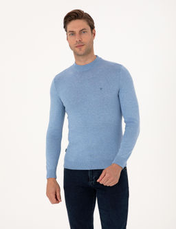 Mavi Melanj Slim Fit _eyrek Yaka Basic Triko Kazak
