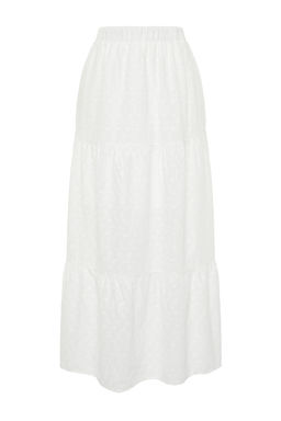 Ekru Brode Kumas Klos Maxi Boy Dokuma Etek TWOSS24ET00069 - Trendyolmilla фото 10