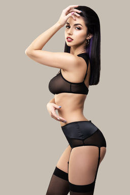 Эротические трусики-пояс для чулок Waname Elegance с высокой посадкой черные (42-44) - Waname apparel фото 5