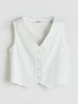 V Yaka Gabardin K?z ?ocuk Klasik Yelek