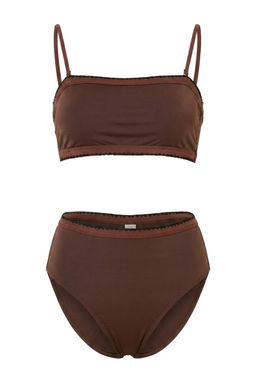 Kahverengi Straplez Kapl_ Nak__ Detayl_ Y_ksek Bel Regular Bikini Tak_m_ TBESS26BT00169 - Trendyolmilla фото 4