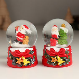 Цена за 12 шт. Снежный шар стеклянный «Новогодний персонаж с бантом, ёлочкой», 4.7×4.7×6.5 см, МИКС