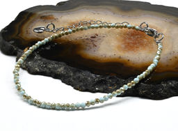 Браслет из циркона шарик граненый 2мм цвет золотисто-голубой, 19см