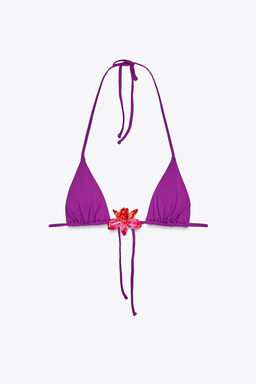 TRIANGLE BIKINI TOP WITH FLOWER - Zara фото 5