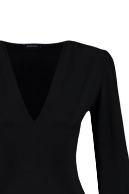 TRENDYOLMILLA Siyah Balon Kol V Yaka Fitted/Vucuda Oturan Esnek C?tc?tl? Orme Body TWOSS23BD00030 фото 23