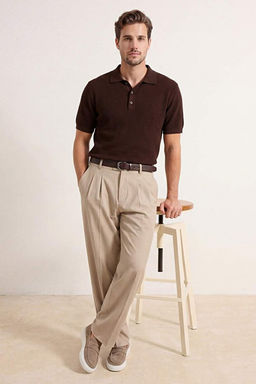 Kahverengi Regular Kesim Dokulu Triko Polo Yaka T-shirt TMNSS26PO00023 - Trendyolmilla фото 2