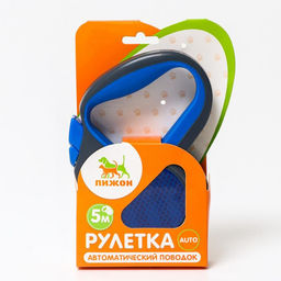 Рулетка Пижон светоотражающая, 5 м, до 25 кг, трос, прорезиненная ручка, голубая  фото 6