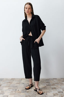 Siyah Dokuma Gomlek-Pantolon Aerobin Tak?m TWOSS24AU00038