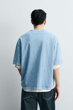 CAMISETA RELAXED FIT ESTRUCTURA FLAM? LAVADO / Azul - Zara фото 10