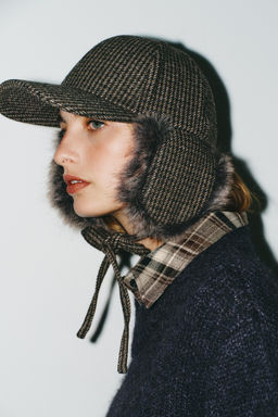 CHECK CAP WITH WOOL AND EAR MUFFS - Zara фото 4