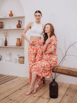 Туника пляжная Indefini из вискозы оранжевая  фото 14