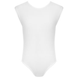 Купальник гимнастический Grace Dance, с укороченным рукавом, вырез лодочка, р. 32, цвет белый  фото 9