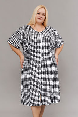 Халат домашний на молнии больших размеров Х-01 гусиная лапка