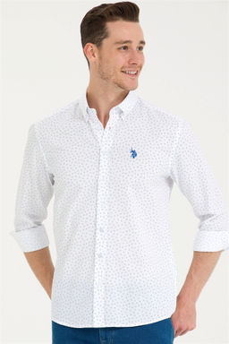 U. S. Polo Assn Мужская белая рубашка с принтом Saks - U.s. polo assn фото 8