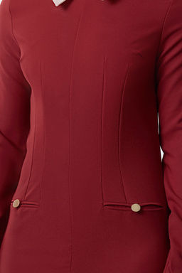 TRENDYOLMILLA Bordo Yaka Detayl? Dokuma Elbise TWOAW24EL00298  фото 11