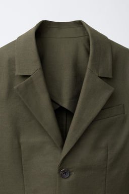 BLAZER TRAJE CON ALGOD?N Y LINO / Verde gris - Zara фото 3
