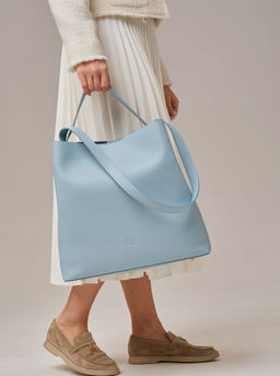 Кожаная сумка шоппер Olga DBR 30948 светло-голубой фото 6