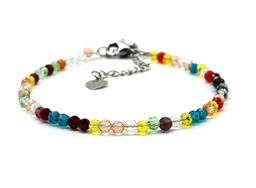 Браслет из циркона шарик гр.3мм цв.ассорти, 17см