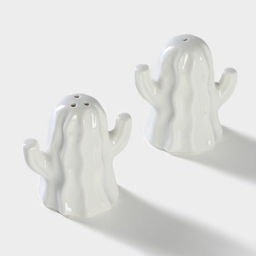 Набор для специй BellaTenero Кактусы, солонка 75 мл, перечница 75 мл, на бамбуковой подставке, фарфор, белый  фото 4