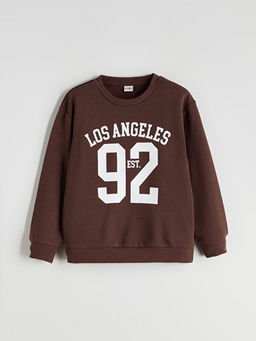 Bisiklet Yaka Los Angeles Bask?l? Erkek ?ocuk Sweatshirt
