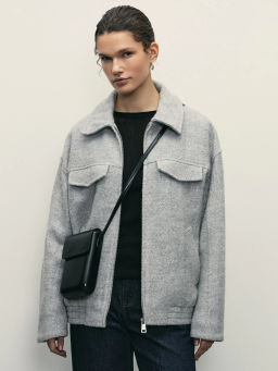 Куртка-бомбер из ткани с шерстью / Zarina