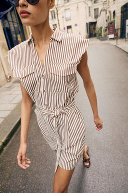 MONO CORTO RAYAS CINTUR?N / Marr?n - Zara фото 5