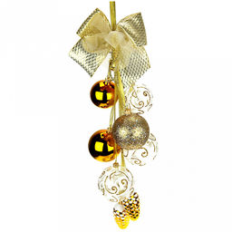 Елочная игрушка гирлянда стеклянная Золотистая, 3 шишки 9см, 6 шаров: д6см - 2шт, д7,5см - 2шт, д8,5см - 2шт, ручная художественная роспись, подарочная упаковка (Россия)