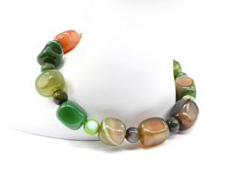 Браслет из агата тонированного прямоугольник 9*12мм цв.зелено-рыжий