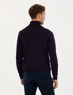 Mor Slim Fit Bal_k__ Yaka Y_n Kar___ml_ Basic Triko Kazak