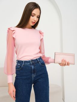 Джемпер с рукавами из сетки