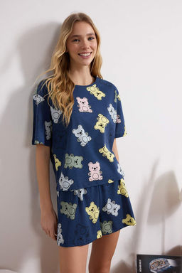 Trendyolmilla Ekru %100 Pamuklu Ay?c?kl? Sortlu Orme Pijama Tak?m? THMSS24PT00072  фото 28