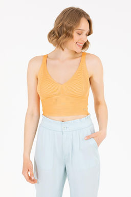 U. S. Polo Assn Женский оранжевый свитер с v-образным вырезом