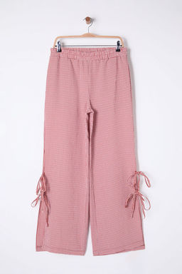 Kiremit Potikare Yandan Y?rtmacl? Beli Lastikli Genis Paca Dokuma Pantolon TWOSS25PL00022