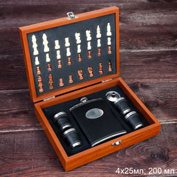 Фляжка 200 мл с шахматами + 4 стопки, воронка / FL-172 /уп 20/ - Галеонтрейд фото 16