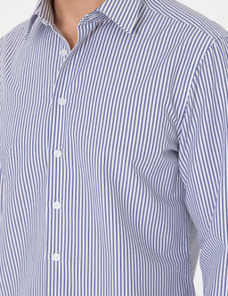 Mavi Slim Fit _izgili Uzun Kollu G_mlek