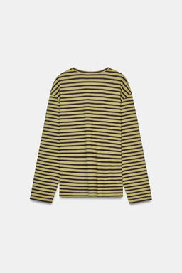STRIPED COTTON AND LINEN T-SHIRT - Zara фото 6