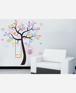 Наклейка интерьерная винил 160*160 см Совы на разноцветном дереве. 904652 - Yiwu youda import & export co фото 4