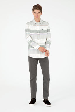 Мужская рубашка цвета хаки с длинным рукавом - U.s. polo assn фото 4