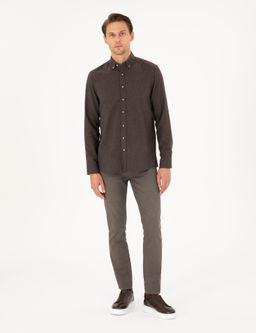 Kahverengi Slim Fit Uzun Kollu G_mlek