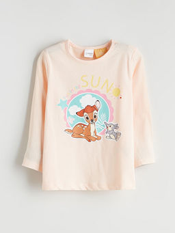 Bisiklet Yaka Bambi Bask?l? K?z ?ocuk Pijama ?st