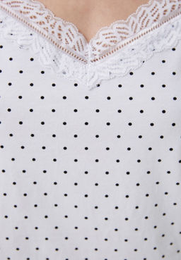 Белый пижамный комплект в мелкий черный горошек - Deseo фото 5