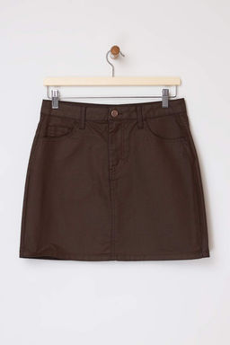 Kahverengi Kaplamal? Mini Denim Etek TWOSS26ET00003