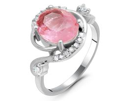 Кольцо из серебра турмалин розовый выращ., Сабина