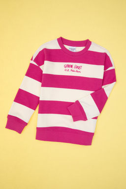 K_z _ocuk Pembe _izgili Bisiklet Yaka Sweatshirt Sepette S_rpriz _ndirim