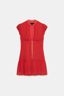VESTIDO CORTO LUNARES / Rojo / Blanco - Zara фото 5