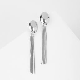 Серьги висячие Водопад 4 нити, цвет серебро